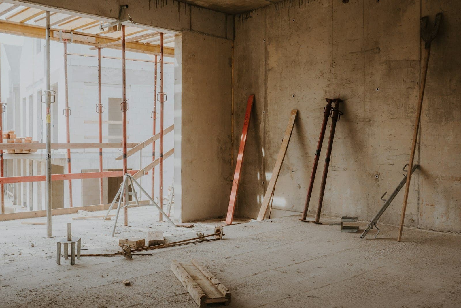 Construction site interior before a builders clean